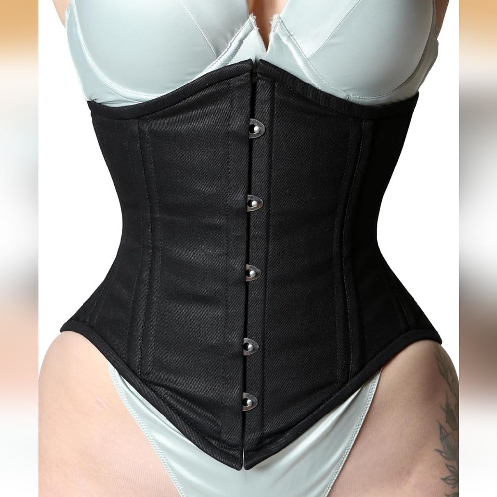 Heavy Duty Steel Boned Black Corset Waist Trainer